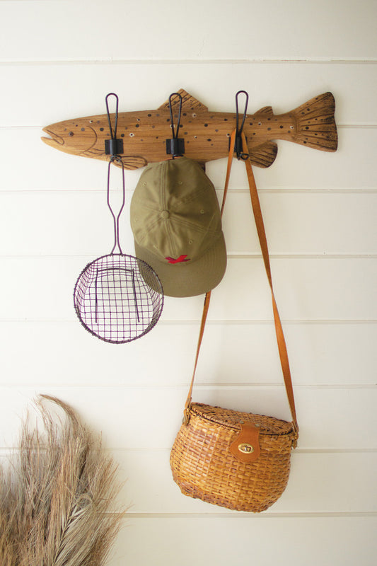 WOODEN TROUT COAT RACK