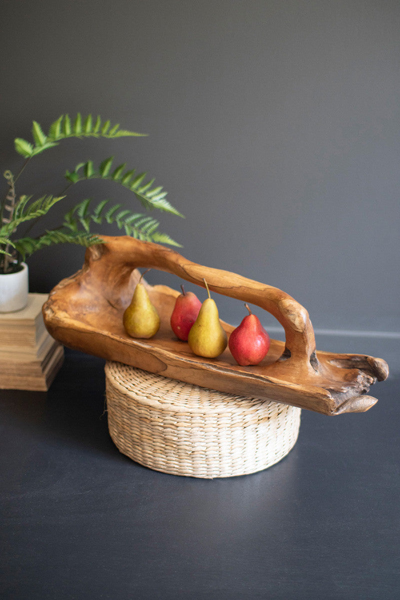 Large Oval Teak Bowl with Handle Large Oval Teak Bowl with Handle