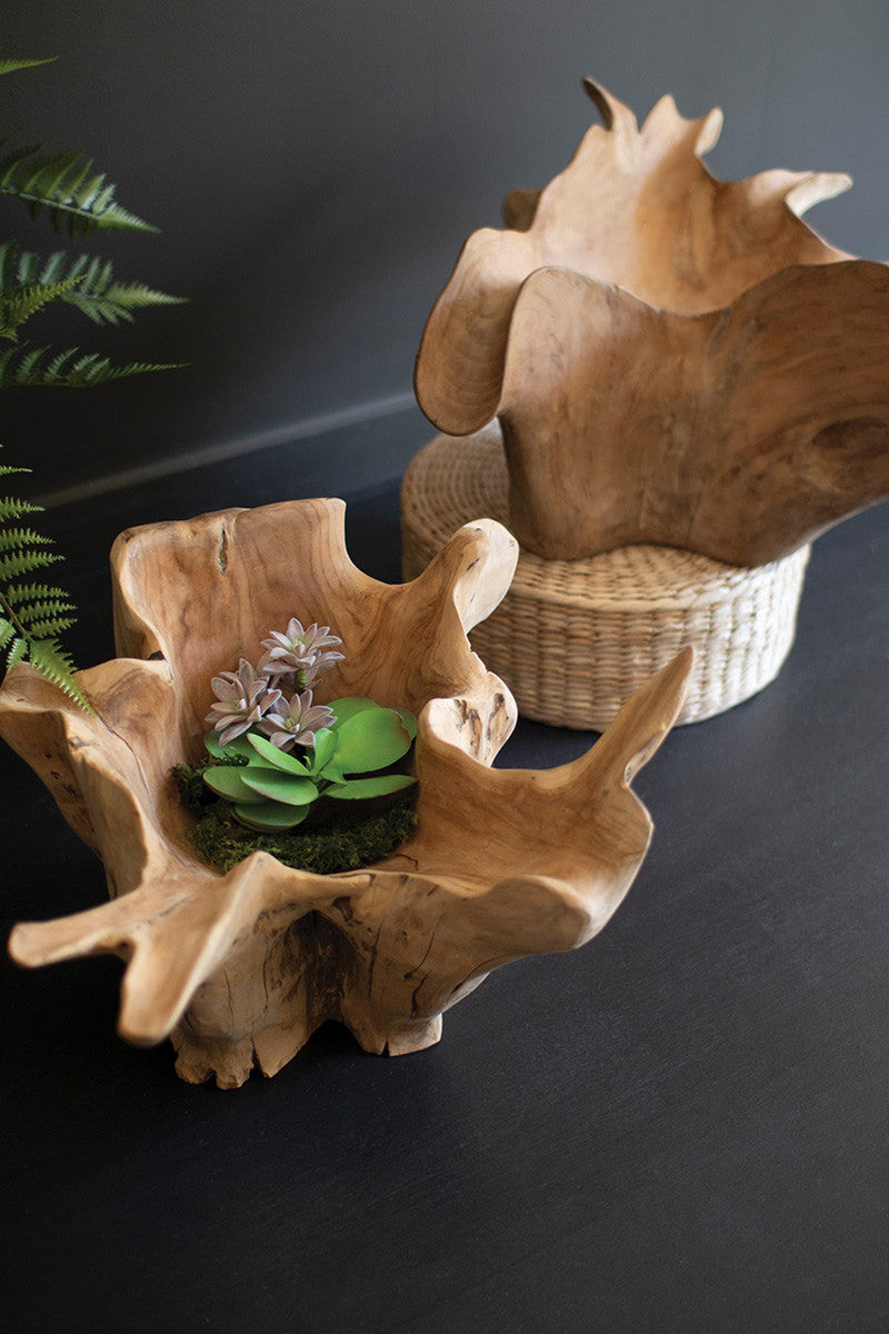 Blooming Teak Root Bowl