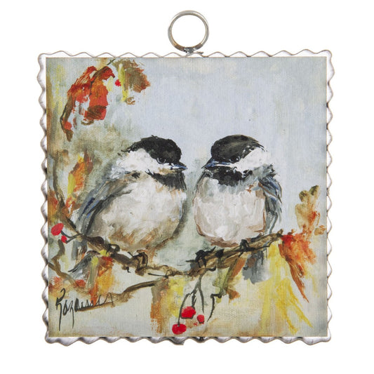 Mini Autumn Chickadees Print