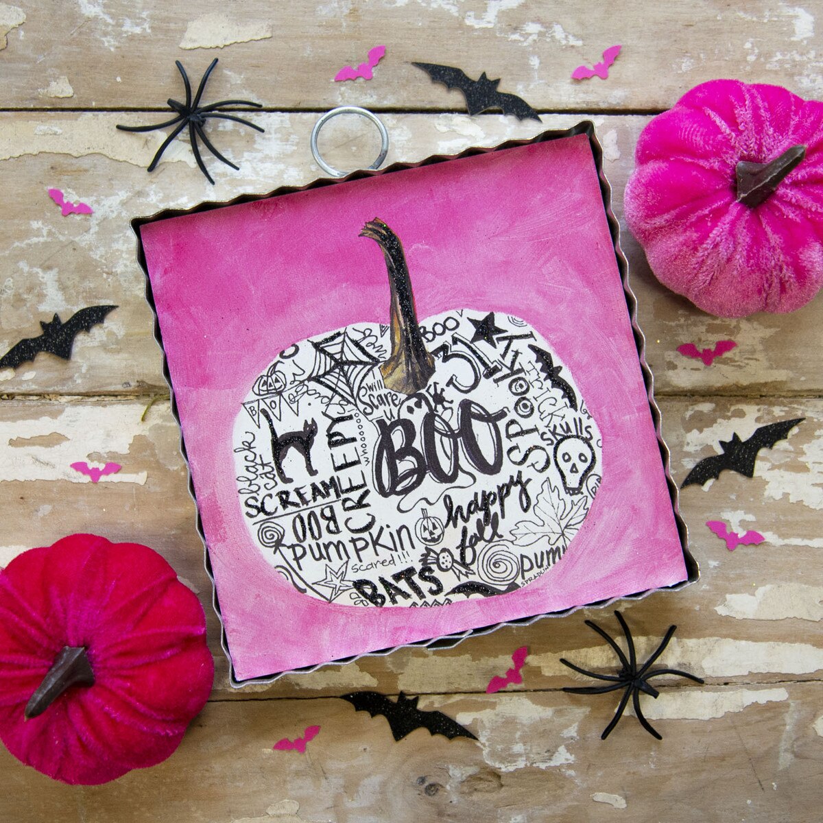 Mini Pink Boo Pumpkin Print