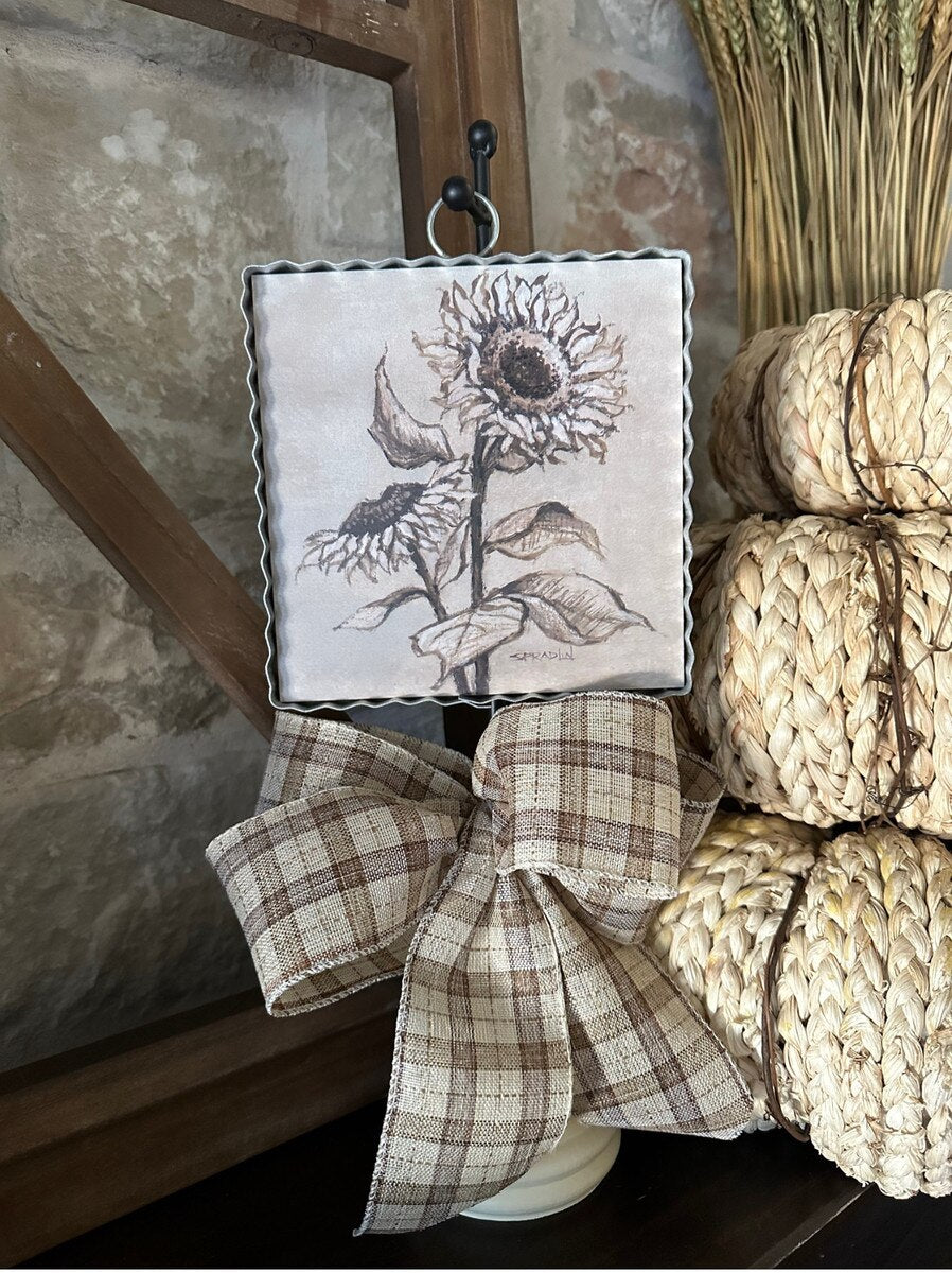 Mini Sepia Sunflowers Print