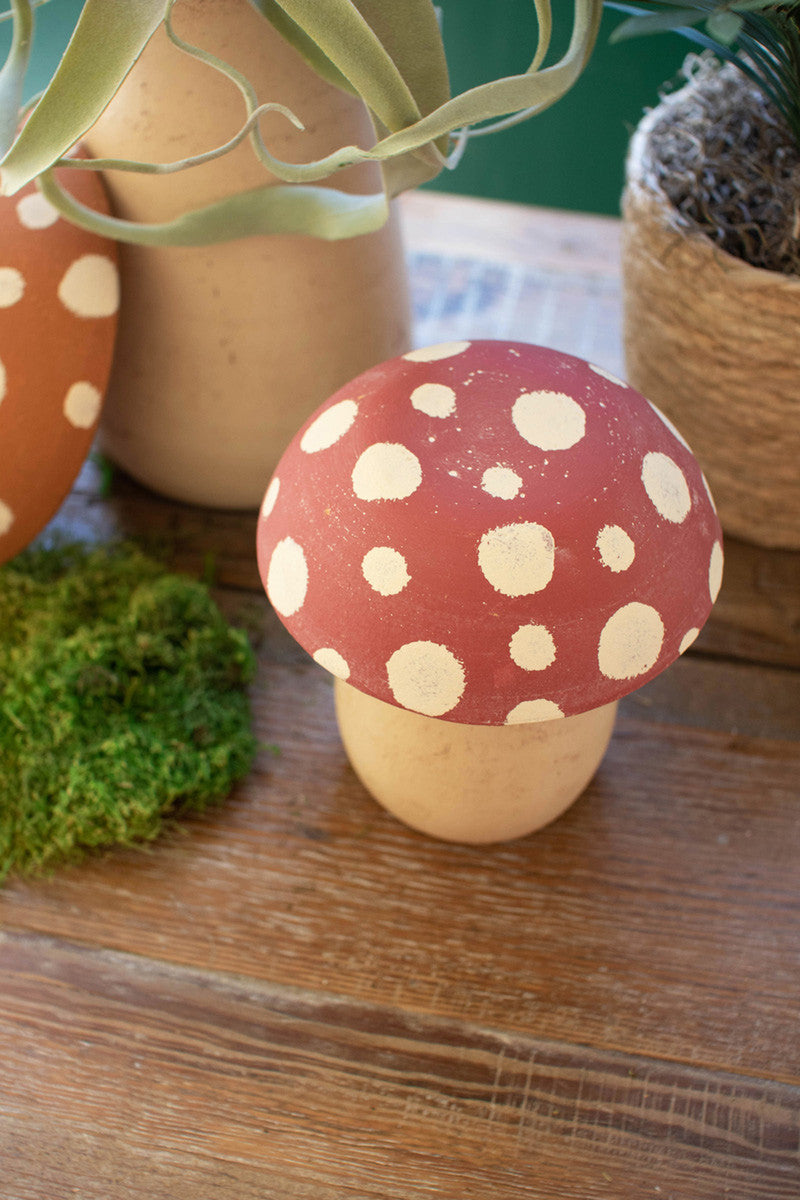 SET OF TWO CLAY MUSHROOM CANISTERS