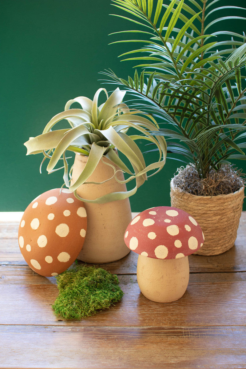 SET OF TWO CLAY MUSHROOM CANISTERS