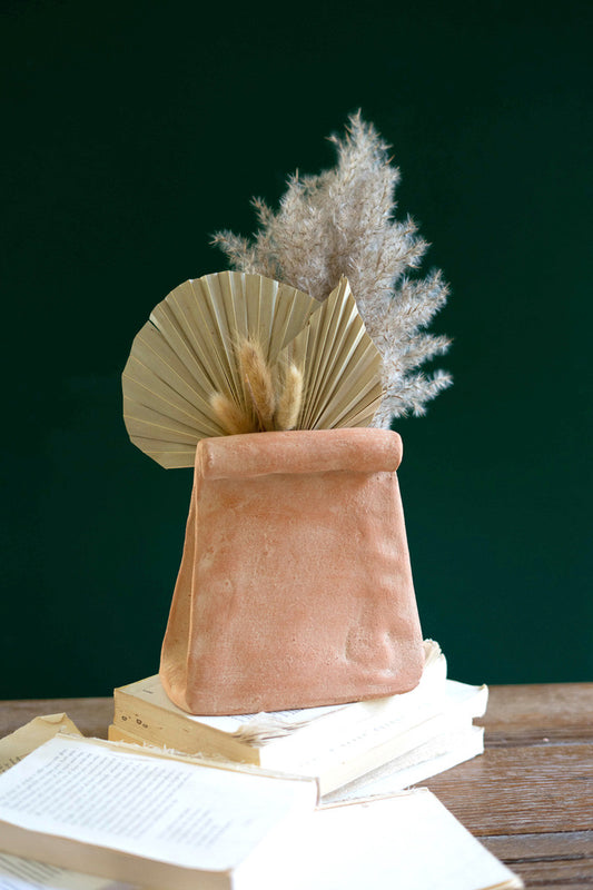 FOLDED CLAY PAPER BAG VASE