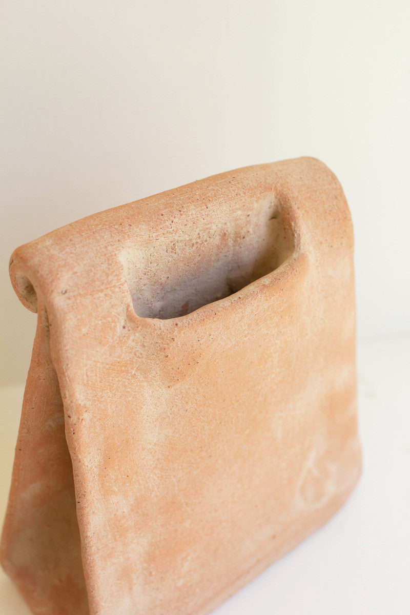 FOLDED CLAY PAPER BAG VASE