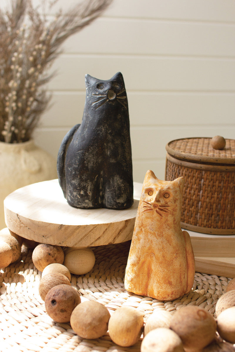 SET OF TWO CLAY CATS