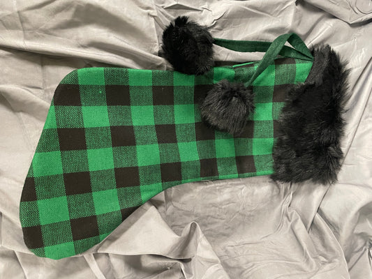 GREEN AND BLACK PLAID BUFFALO STOCKING