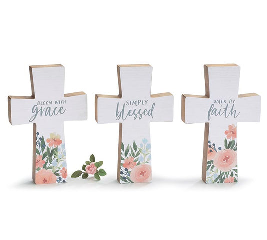 Floral Shelf Sitting Crosses