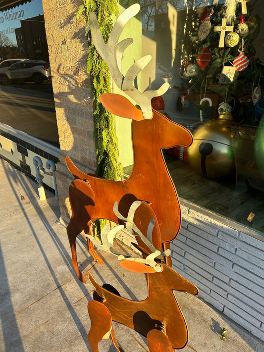 Galvanized/Rust Deer Large Yard Decor