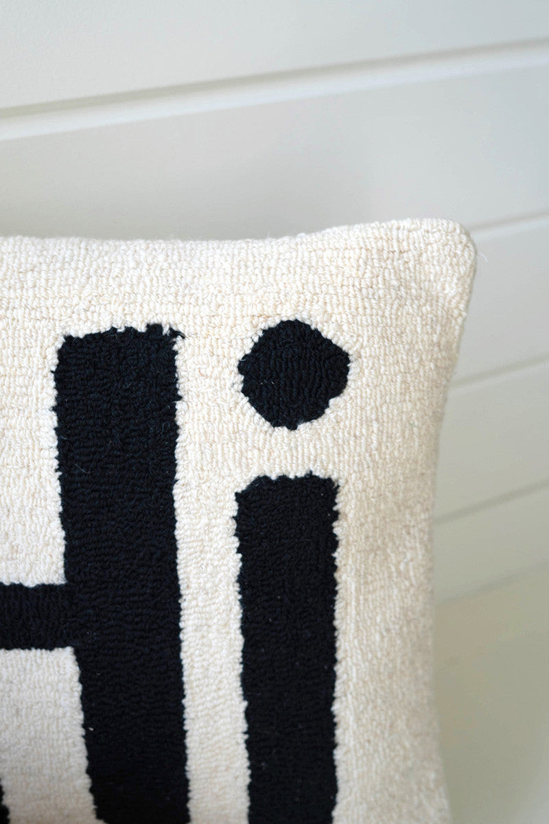 "Hi" HAND-HOOKED PILLOW