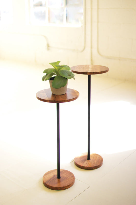 SET OF TWO ACACIA COCKTAIL TABLES