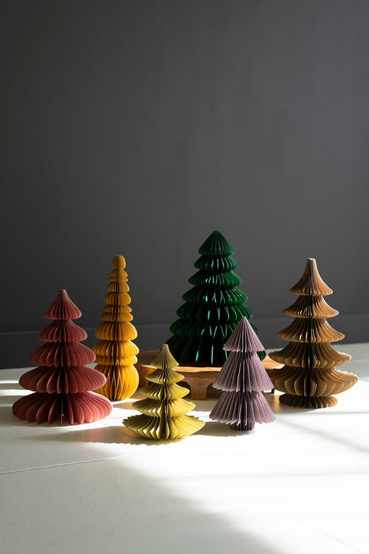 Set of 6 Jewel Tone Paper Accordian Christmas Trees