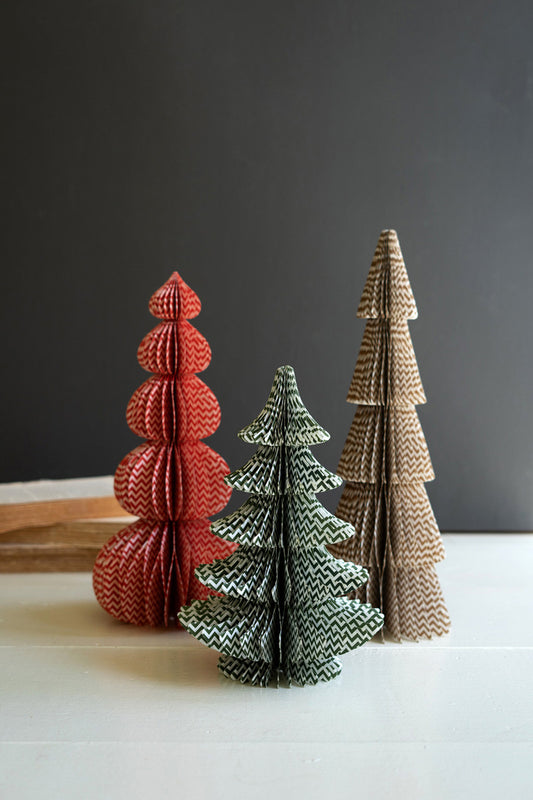 Set of 3 Printed Paper Accordion Christmas Trees