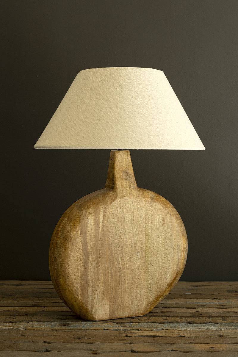 Vase Shaped Wooden Table Lamp with Fabric Shade