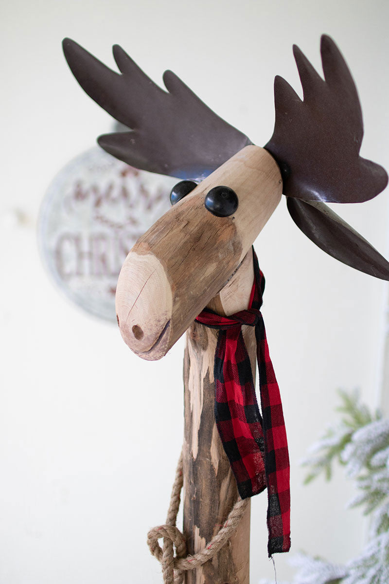 RECYCLED WOOD AND IRON MOOSE