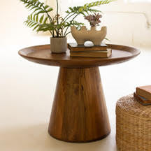 LARGE MANGO WOOD ROUND ACCENT TABLE