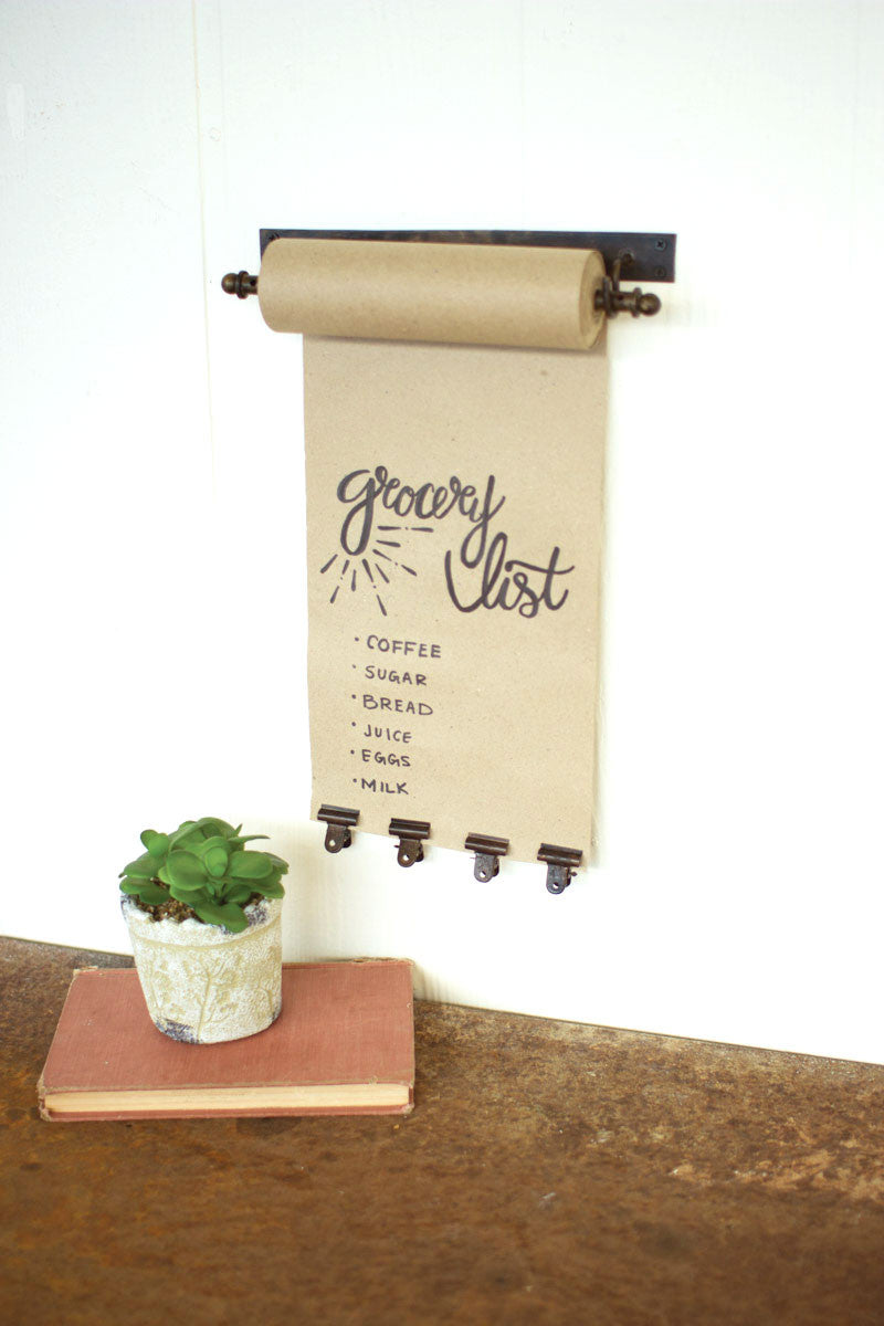 HANGING NOTE ROLL WITH 4 BRASS FINISH CLIPS-11IN