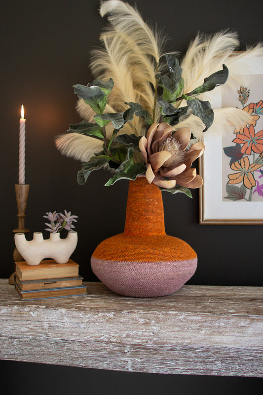 SEAGRASS BULB VESSEL - ORANGE AND PINK