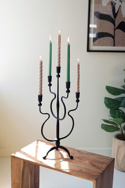 Forged Iron Five Taper Candelabra