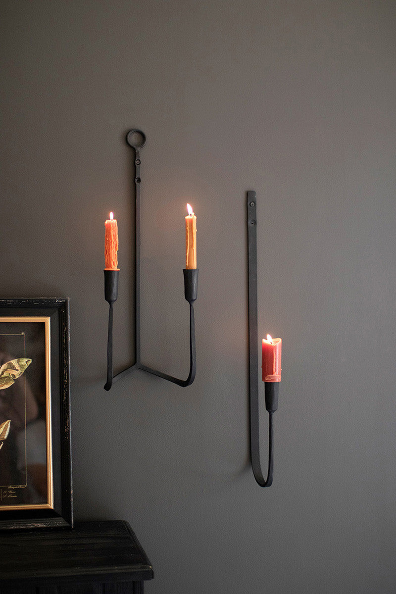 Forged Iron Double Taper Wall Sconce