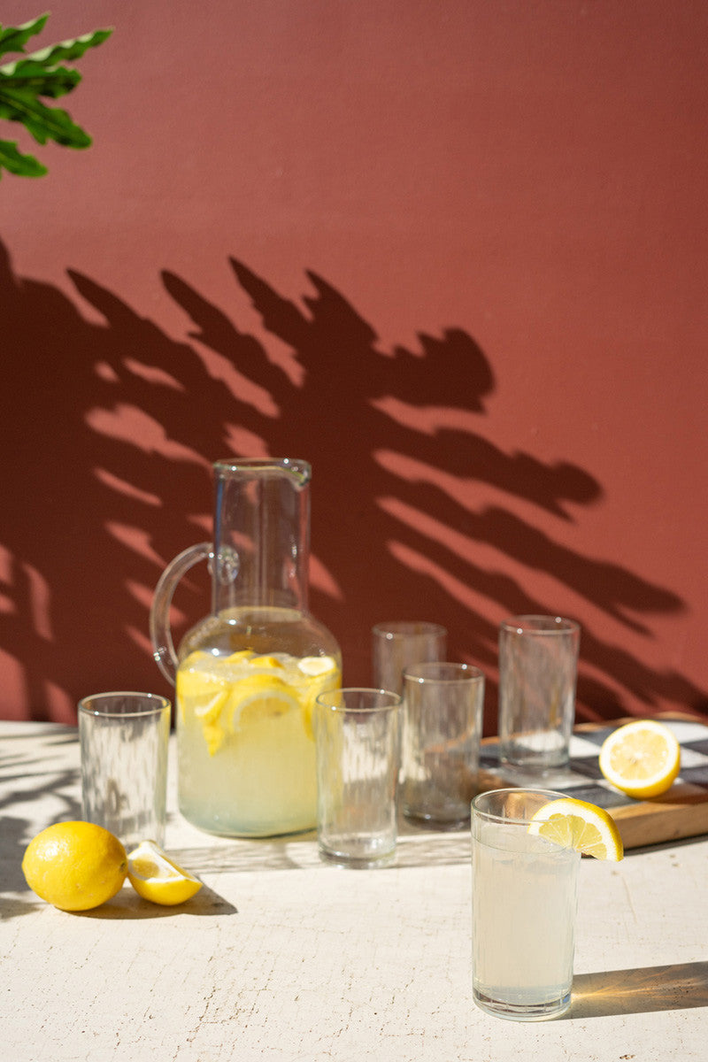 Clear Glass Pitcher with Etching