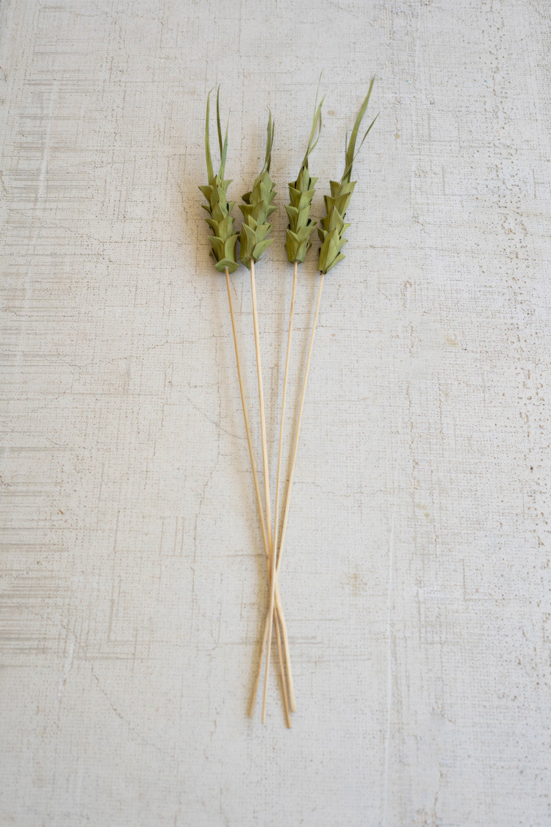 Bundle of 4 Faux Dried Green Pineapple on a Stem