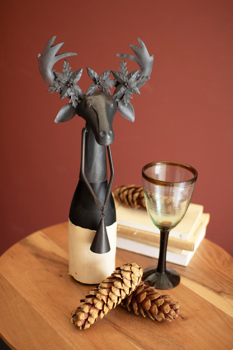 Black Metal Deer Wine Topper