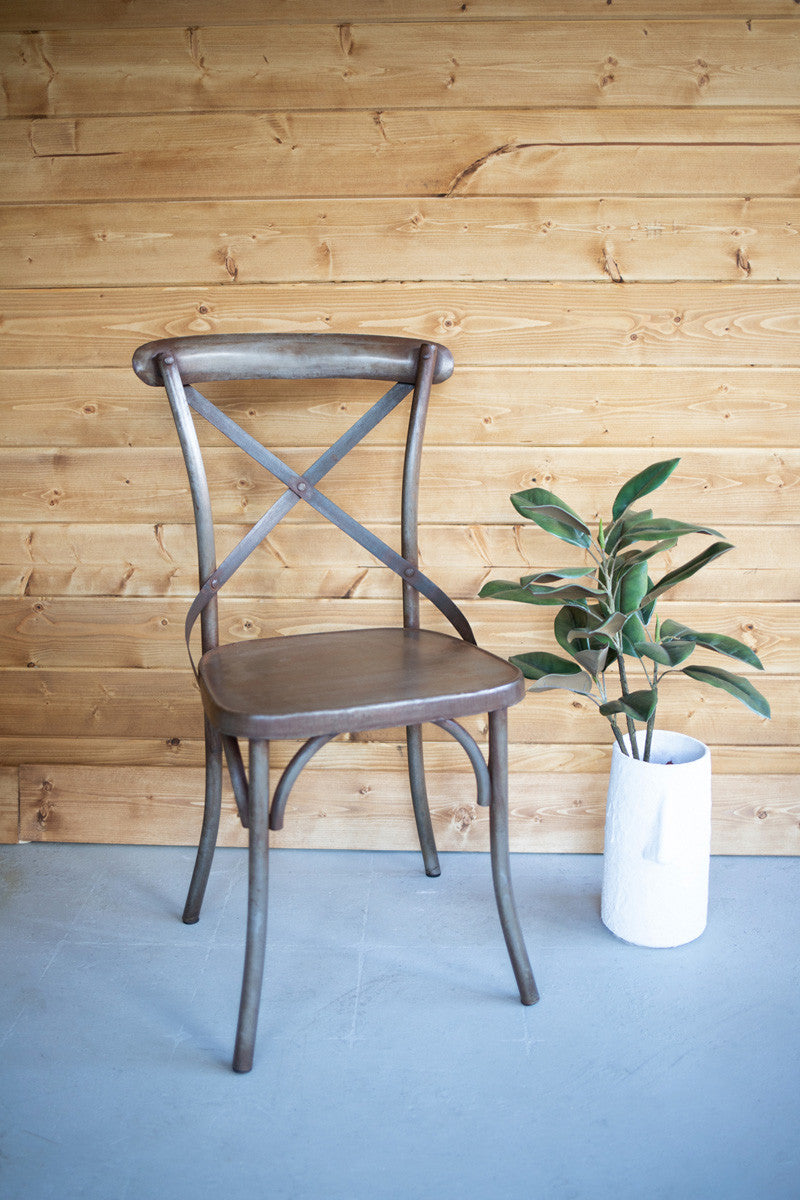 RUSTIC IRON CROSS BACK DINING CHAIR