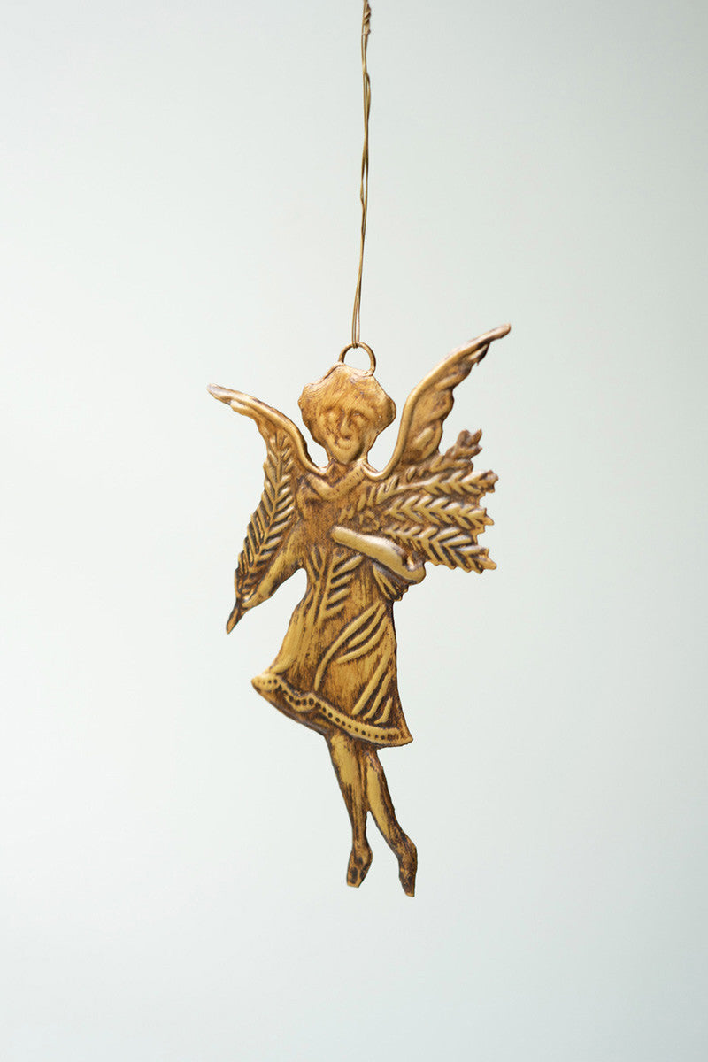 Antique Brass Angel Christmas Ornament