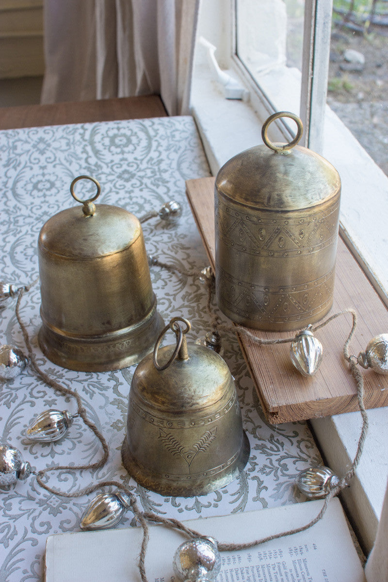 SET OF THREE BRASS FINISH BELLS