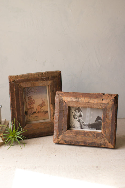 SET OF TWO RECYCLED WOODEN PHOTO FRAMES