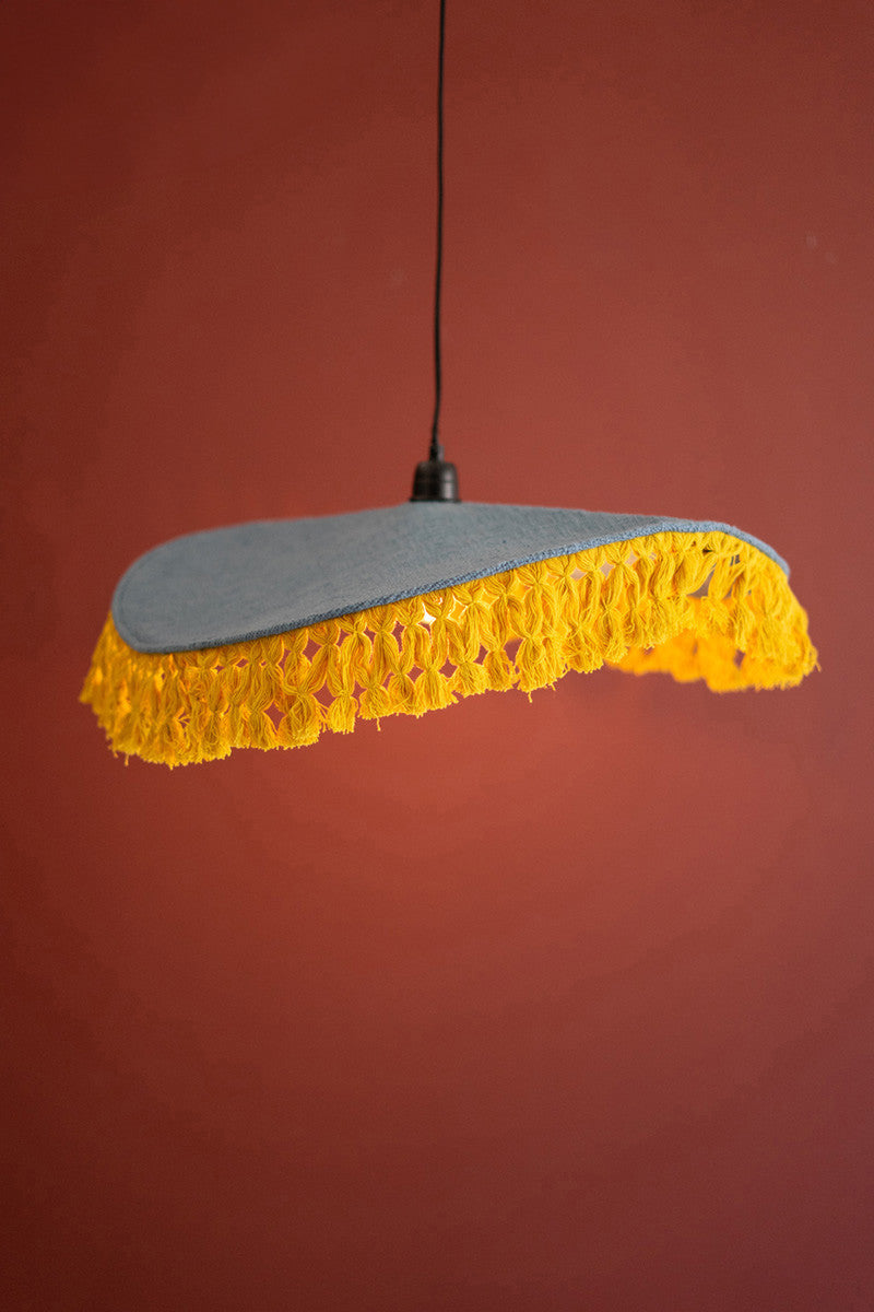 Cotton Pendant Light with Fringe (Three Color Options)