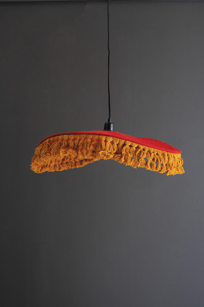 Cotton Pendant Light with Fringe (Three Color Options)