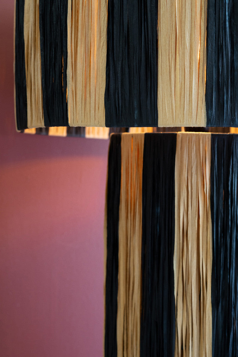 Natural and Black Raffia Table Lamp