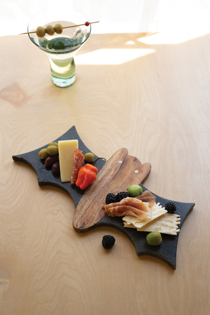 Marble and Acacia Wood Bat Cheese Board