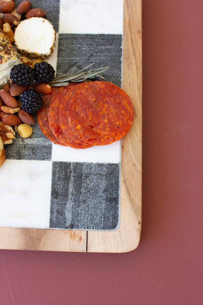 Black and White Marble with Acacia Wood Cheese Board