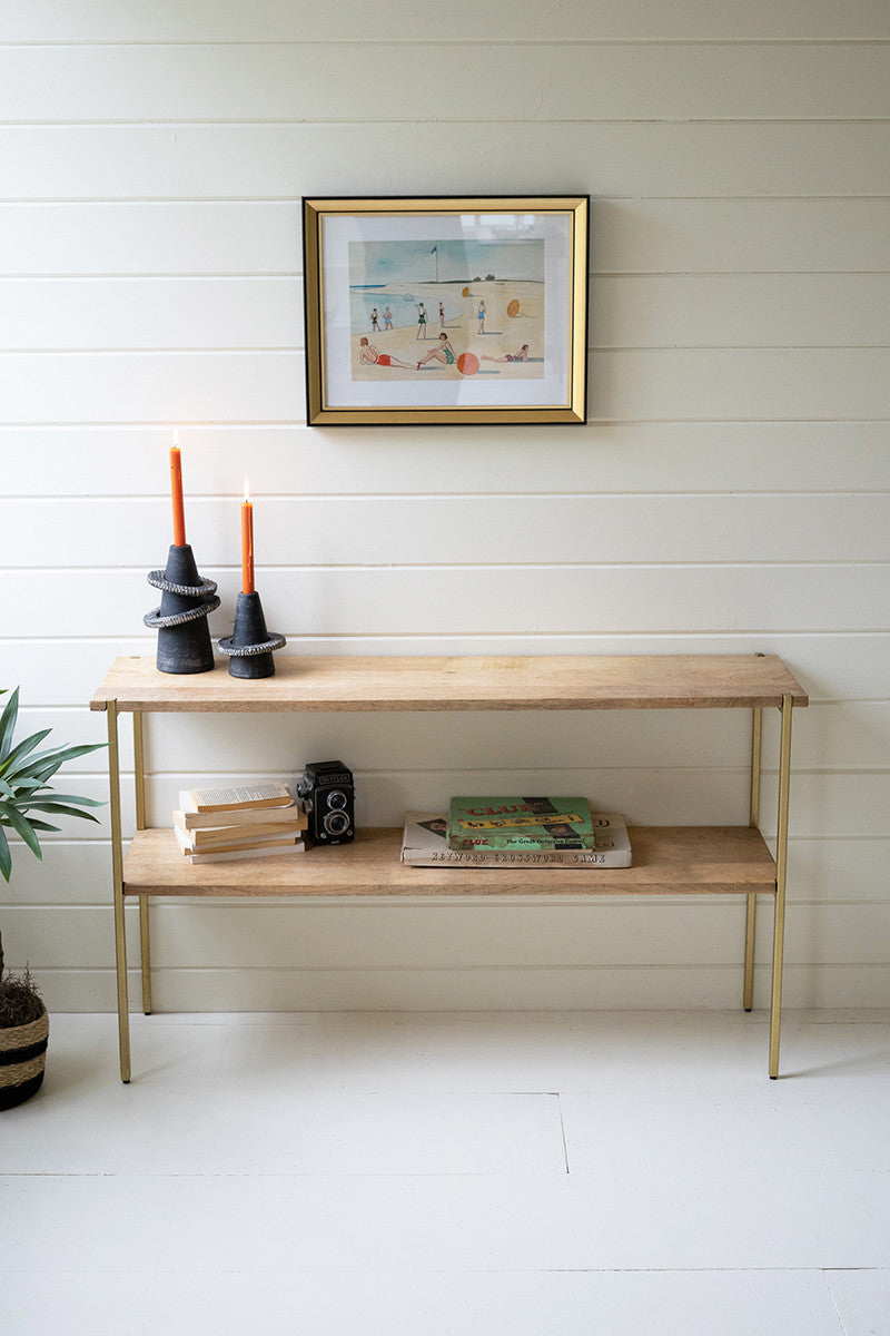 IRON CONSOLE TABLE WITH MANGO WOOD SHELVES