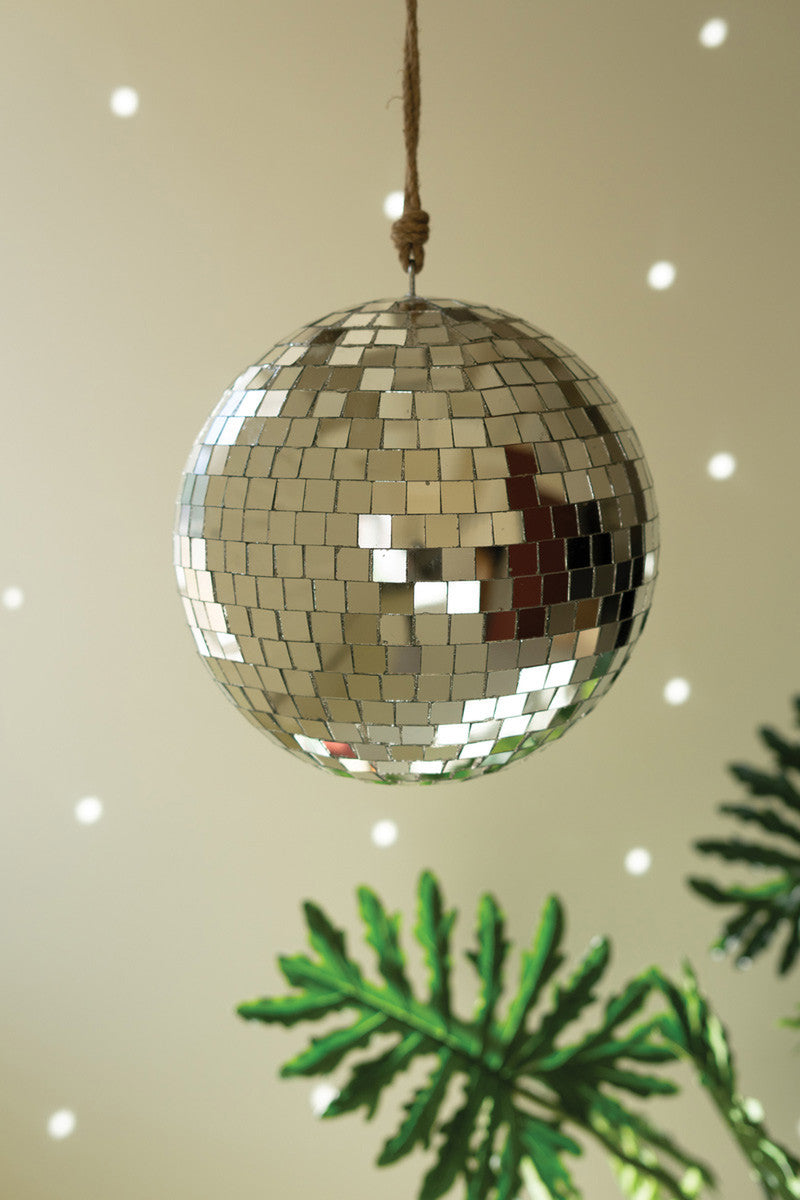 Large Glass Disco Ball on a Jute Rope