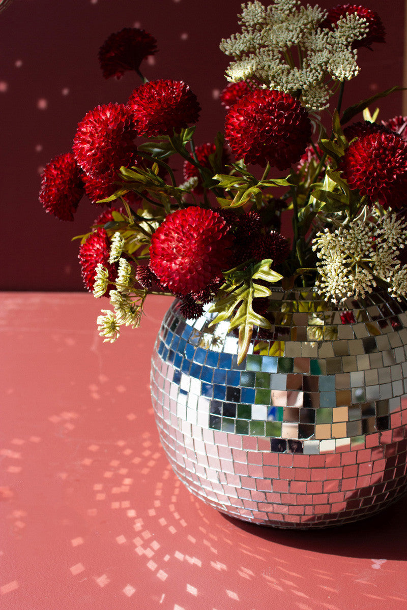 Glass Disco Ball Tabletop Planter