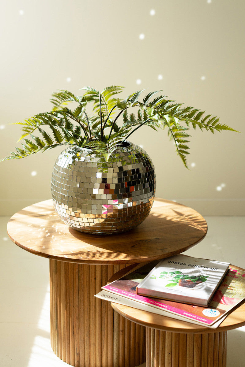 Glass Disco Ball Tabletop Planter