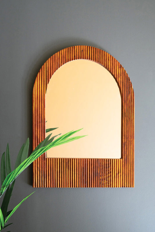 Mango Wood Tambour Framed Mirror