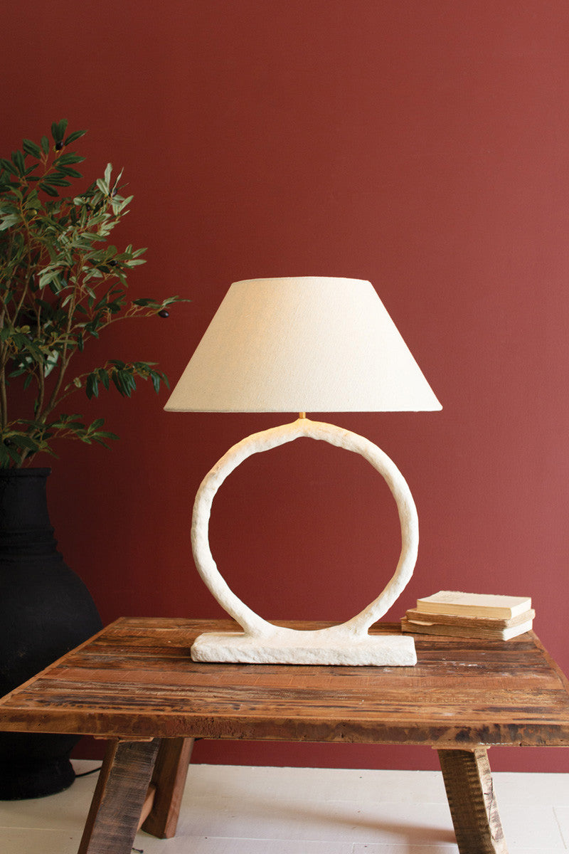 Circle Paper Mache Table Lamp