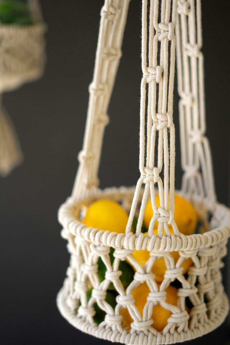 Set of 2 Hanging Macramé Baskets