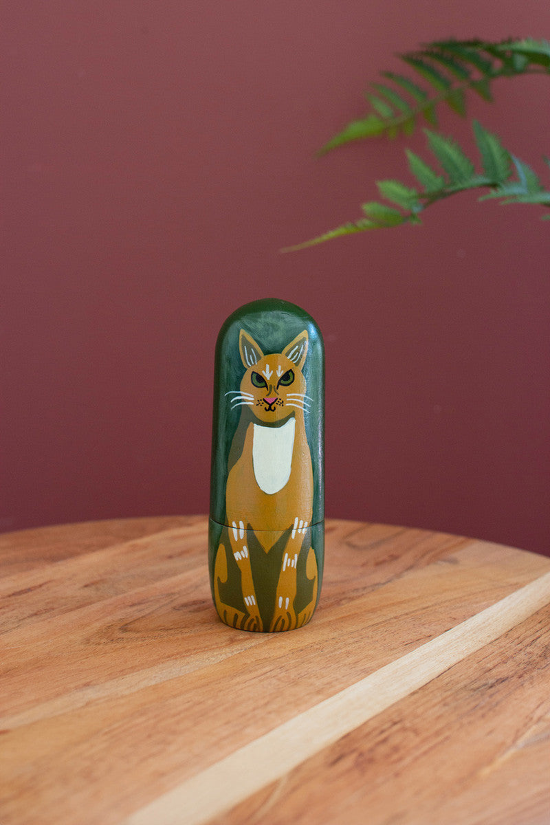 Set of 5 Wooden Cat Nesting Dolls