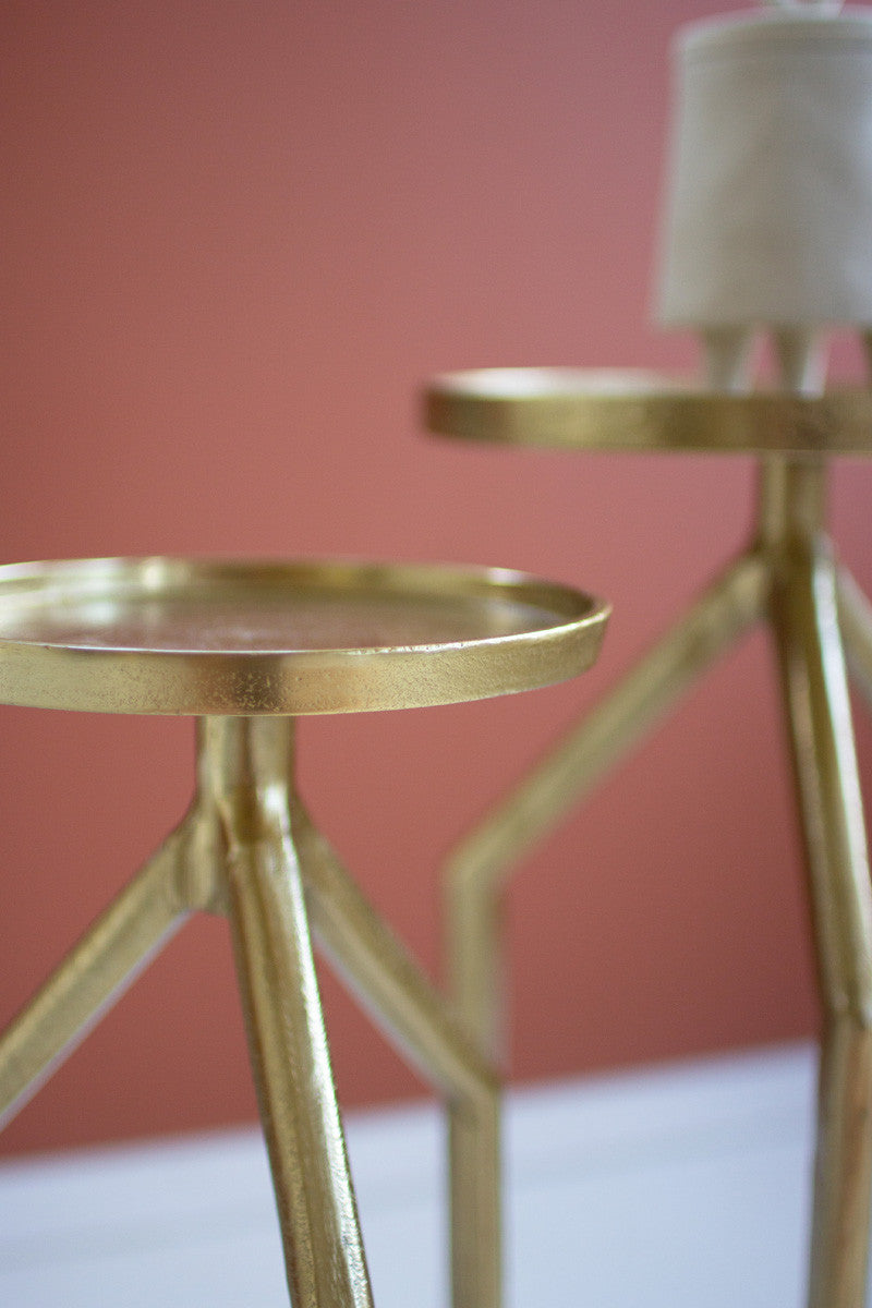 SET OF TWO ANTIQUE BRASS ALUMINUM COCKTAIL TABLES