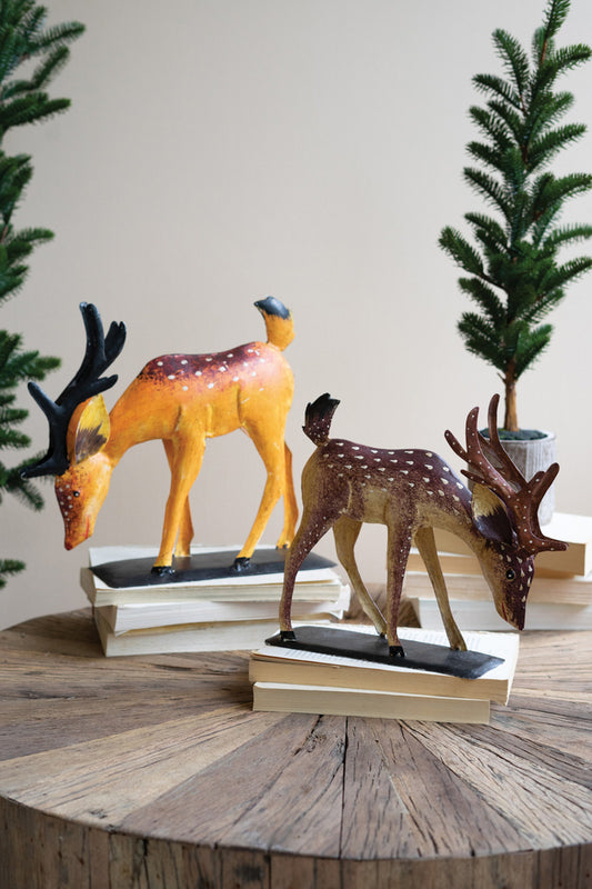 SET OF TWO PAINTED IRON SET CHRISTMAS REINDEER
