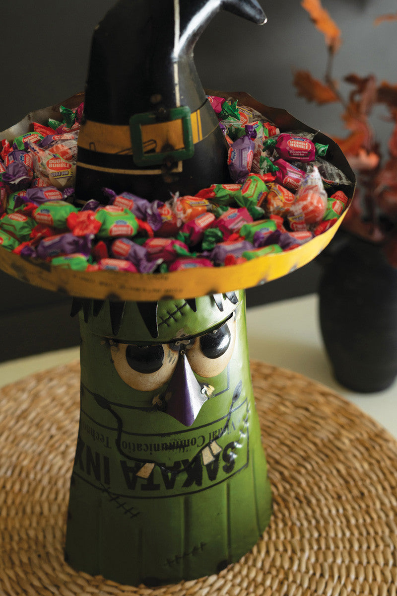 Recycled Iron Green Ghost with Candy Bowl Hat