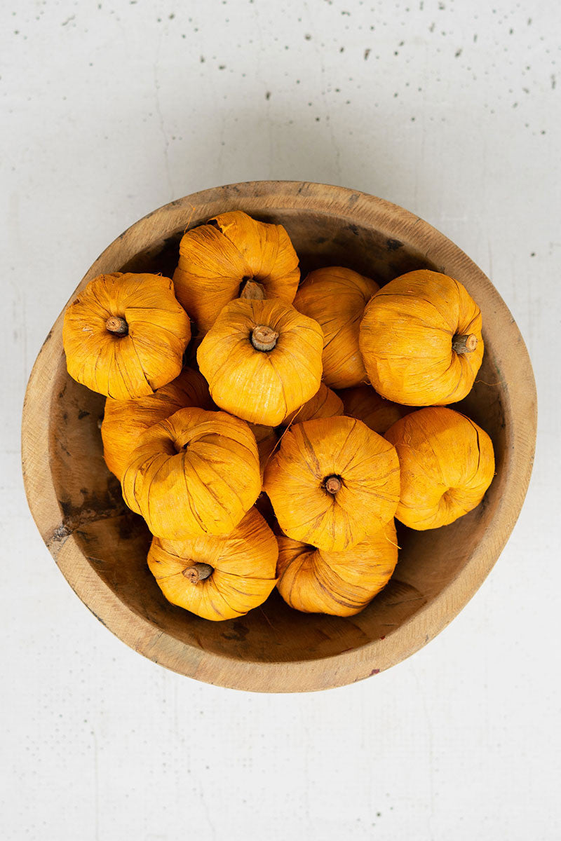 BAG OF FIFTEEN DRIED MINIATURE FAUX PUMPKINS