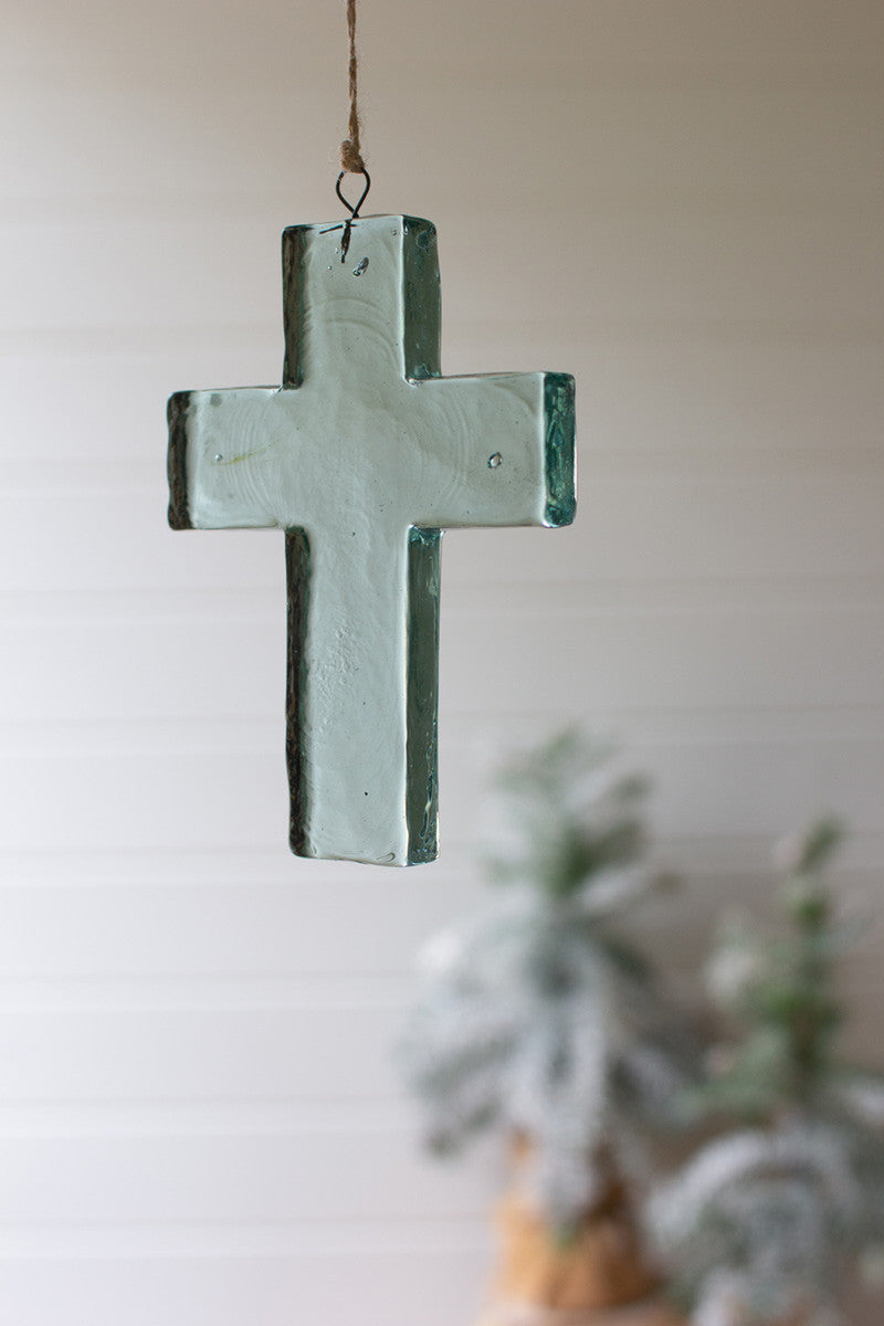 GLASS CROSS SUN CATCHER ORNAMENT